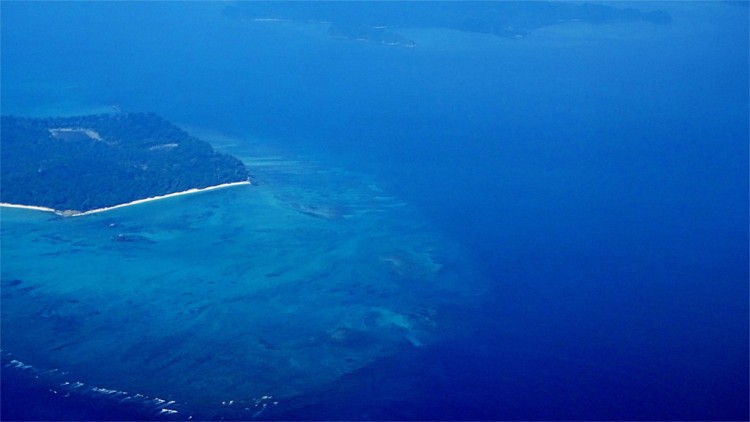A coral atoll around one of the Andaman islands